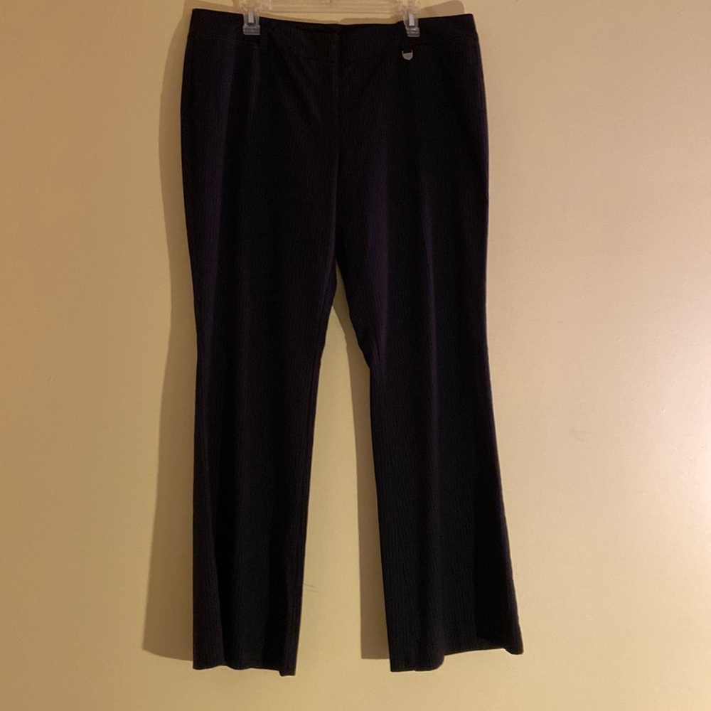 Black pinstripe trousers
